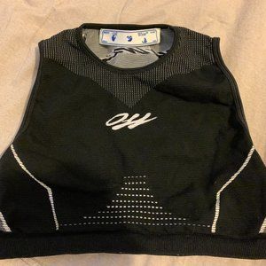 OFF-WHITE Logo Print Panelled Sports Bra In Black